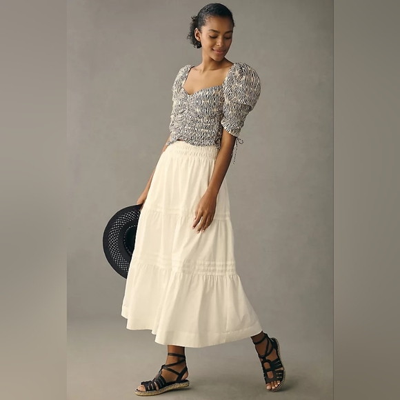 Anthropologie The Somerset Collection Maxi Skirt - White Size Medium NWT - Picture 3 of 15